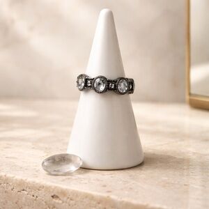 Silver Toned Three Stone Ring